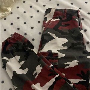 Fashion Nova Red/White Camo Pants